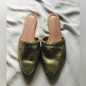 Kate spade Gold Woven Mules